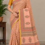 Peach Marigold Heritage Printed Saree