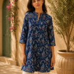 Midnight Indigo Heritage Floral Cotton Tunic