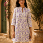 Lavender Garden Floral Printed Cotton Tunic