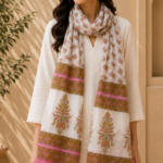 Ivory Rose Border Scarf