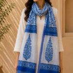 Azure Bloom Hand Block Printed Scarf
