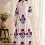 Fuchsia Poppy Blush Pink Long Flared Dress