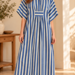 Cornflower Blue & White Striped Kaftan
