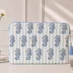 Ocean Blue Seahorse Quilted Cotton Laptop Case