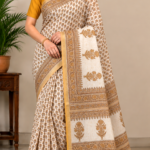 Golden Amber Floral Heritage Saree